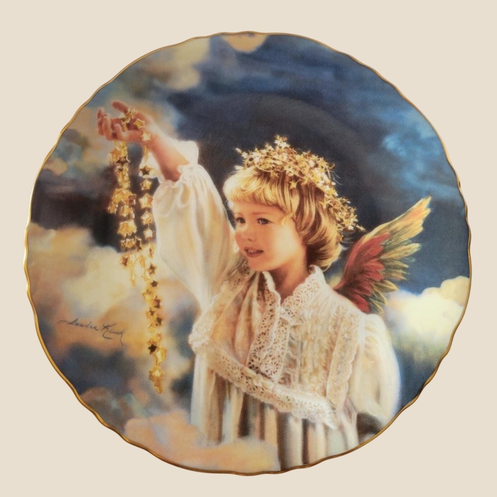 Reco Sandra Kuck Angel of Sunshine Collector Plate Precious Angels Vintage Gold